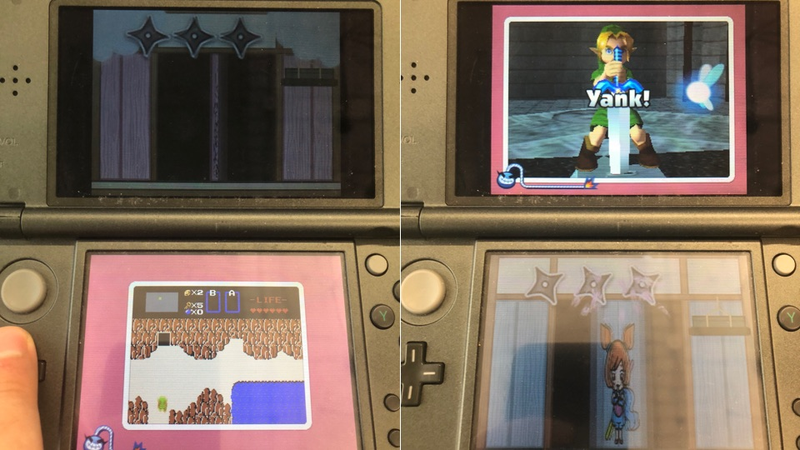 As soon as I directed Link into the cave on the lower screen I had to make him pull the Master Sword in the top screen. Back and forth it went, one microgame after another.